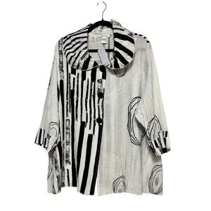 NWT Feratelli Avant Garde Abstract Button Jacket Womens Size L Artsy Gallerycore